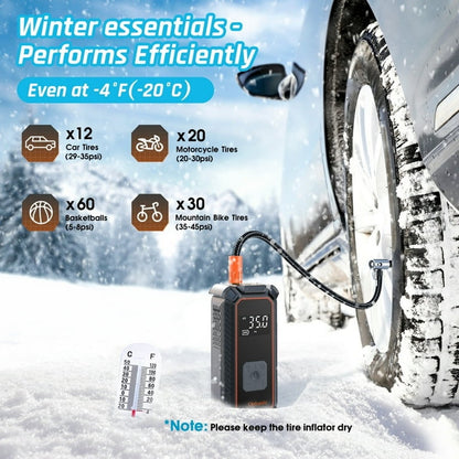 Ophanie Cordless Portable Tire Inflator - Digital Pressure Gauge, Air Compressor for Car Tires