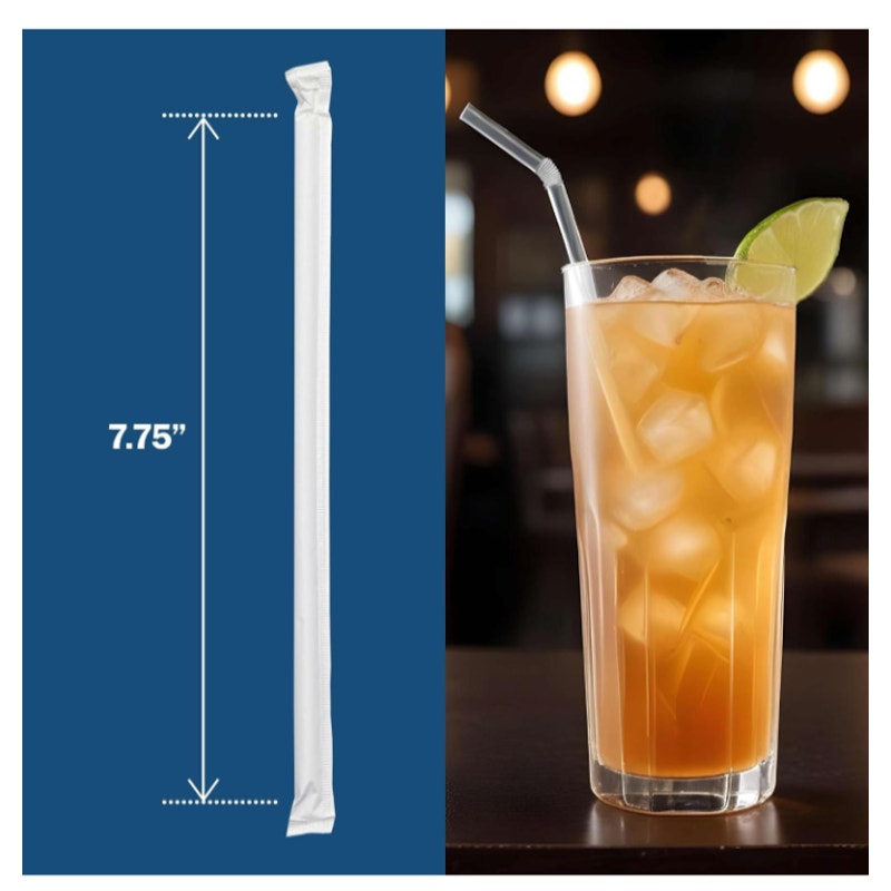 Clear Plastic Straws, Disposable - 400 Bendy Drinking Straws - 7.75"