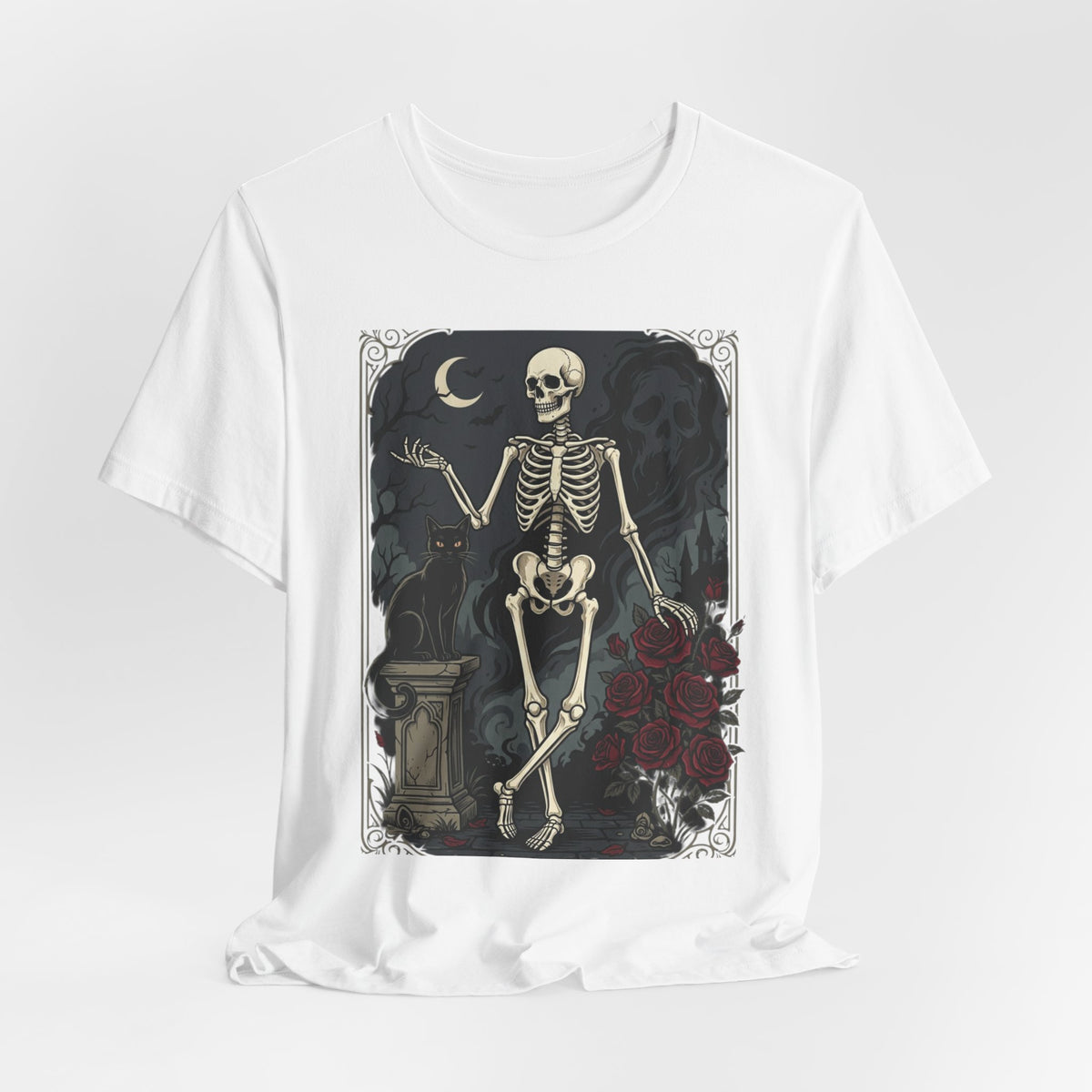 Skeleton Vintage Tarot Tee – Retro Gothic Skull Shirt
