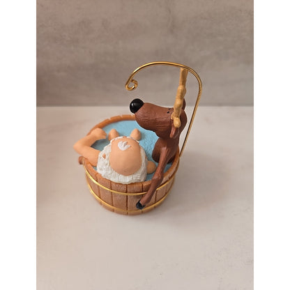 1986 Hallmark Santa's Hot Tub Christmas Ornament