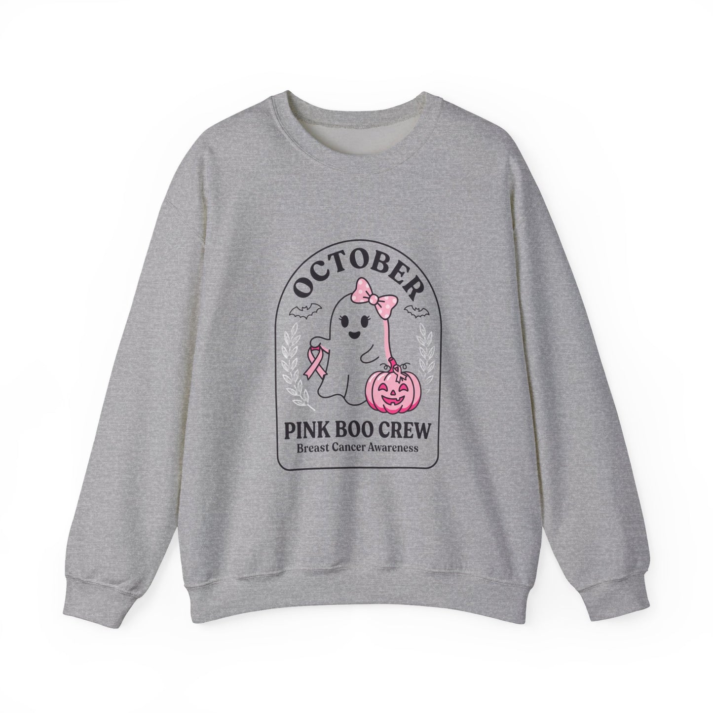 Pink Boo Crew Breast Cancer Awareness Sweatshirt | October Ribbon