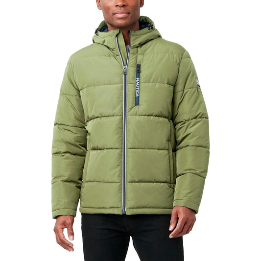 Nautica Men's 2X Midweight Quilted Puffer Jacket Adjustable Hood Winter Coat