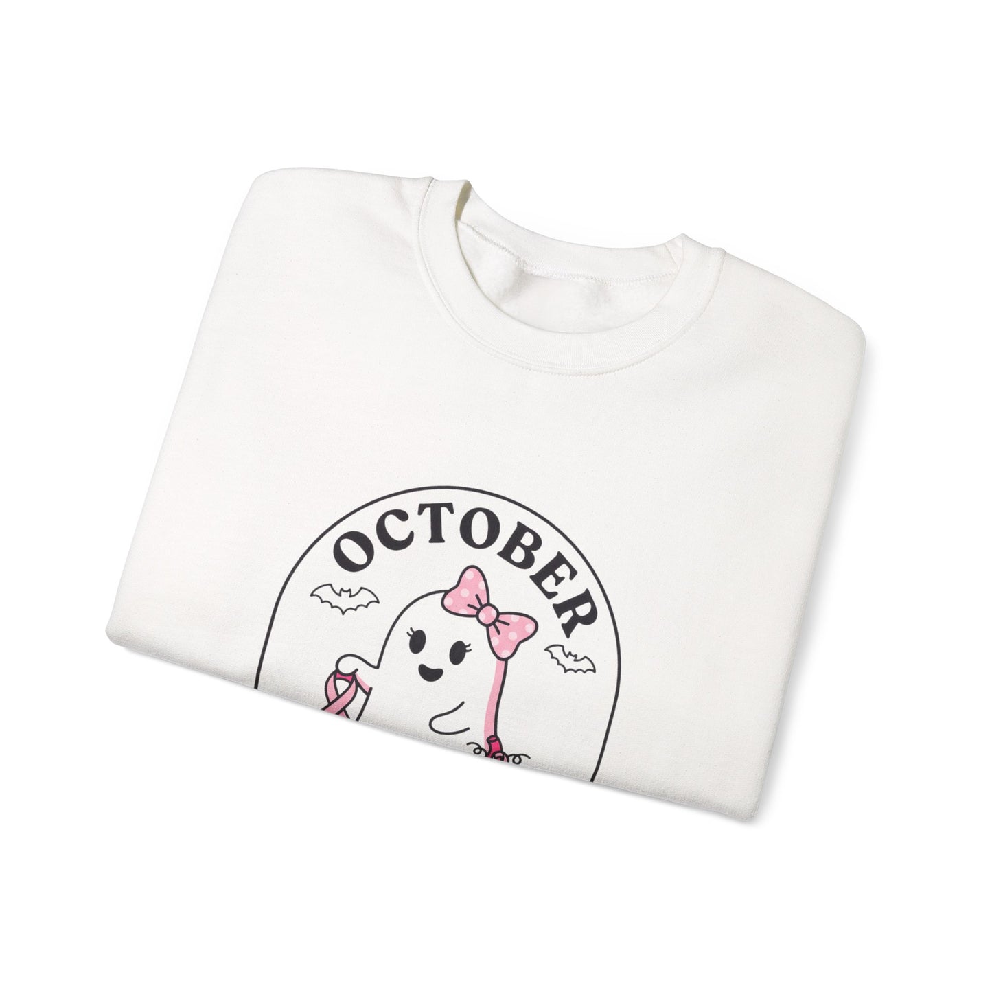 Pink Boo Crew Breast Cancer Awareness Sweatshirt | October Ribbon