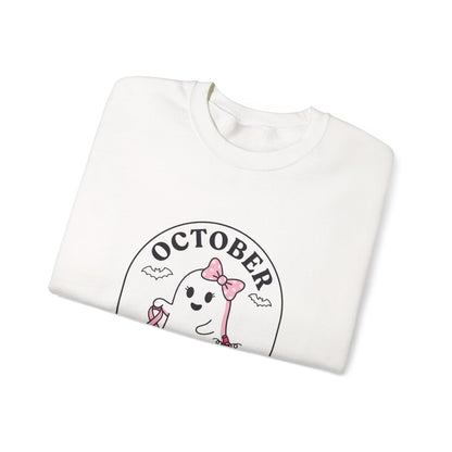 Pink Boo Crew Breast Cancer Awareness Sweatshirt | October Ribbon