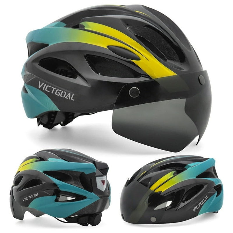 Bike Helmet for Adults with Light and Goggles Fits 58 - 62 cm (22.83-24.41 in)