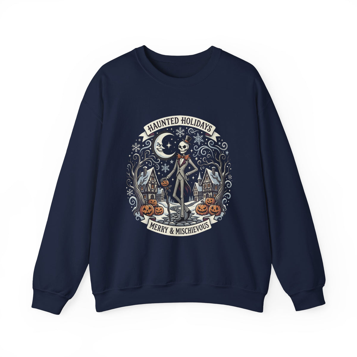 Dancing Skeleton Graveyard Crewneck Sweatshirt | Halloween Witch Design