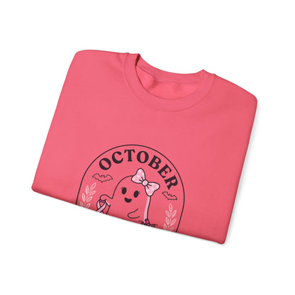Pink Boo Crew Breast Cancer Awareness Sweatshirt | October Ribbon