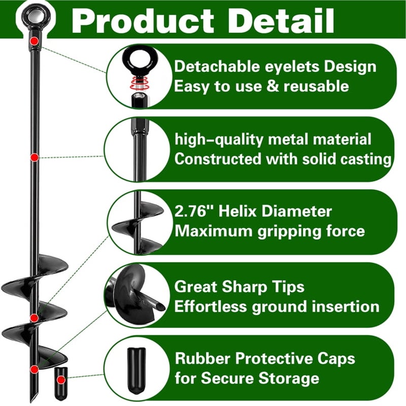New Ground Anchors Heavy Duty Anchor Kit 18 inch 4 Pack Screw in