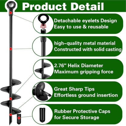 New Ground Anchors Heavy Duty Anchor Kit 18 inch 4 Pack Screw in