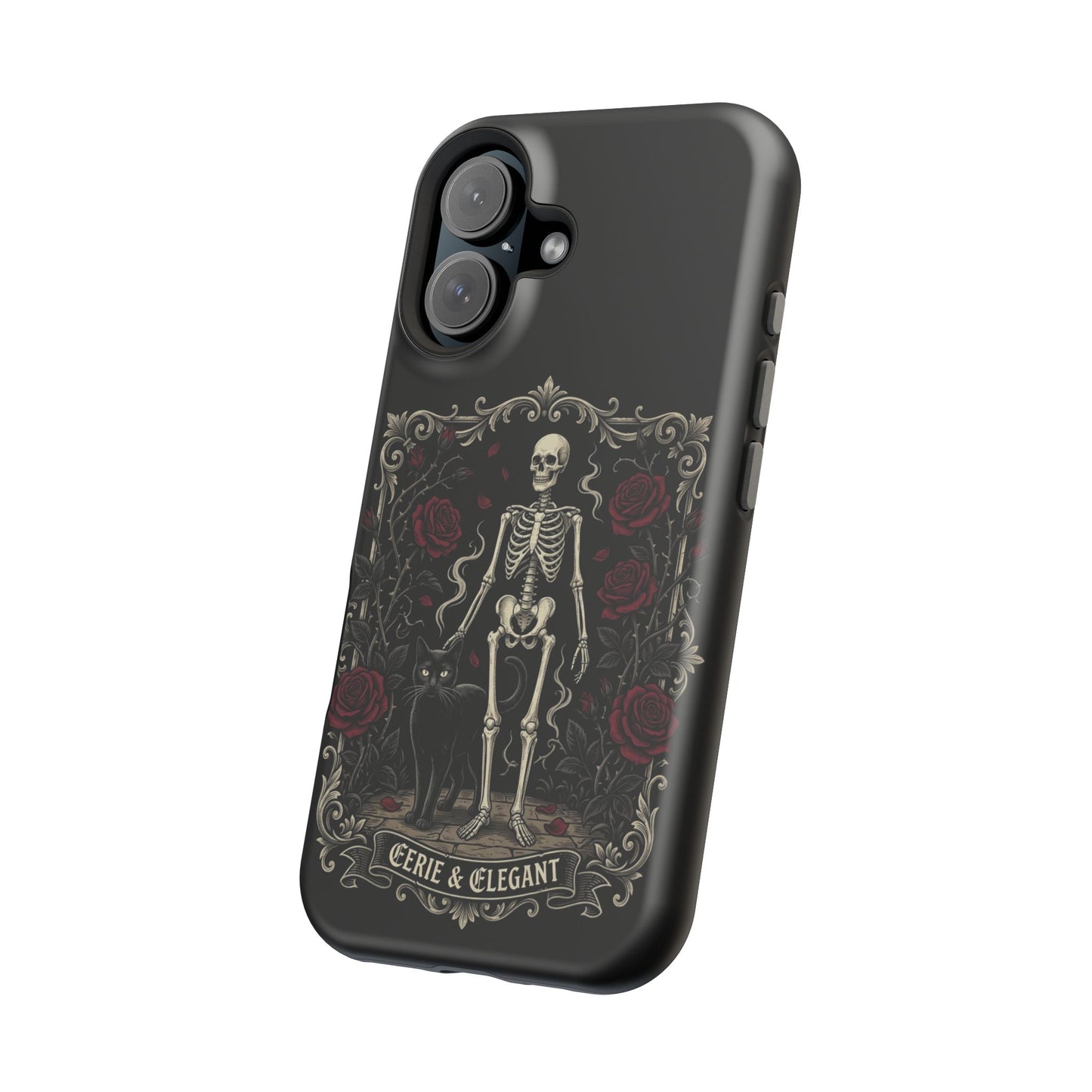 Eerie & Elegant Skeleton Phone Case — Magnetic Impact-Resistant