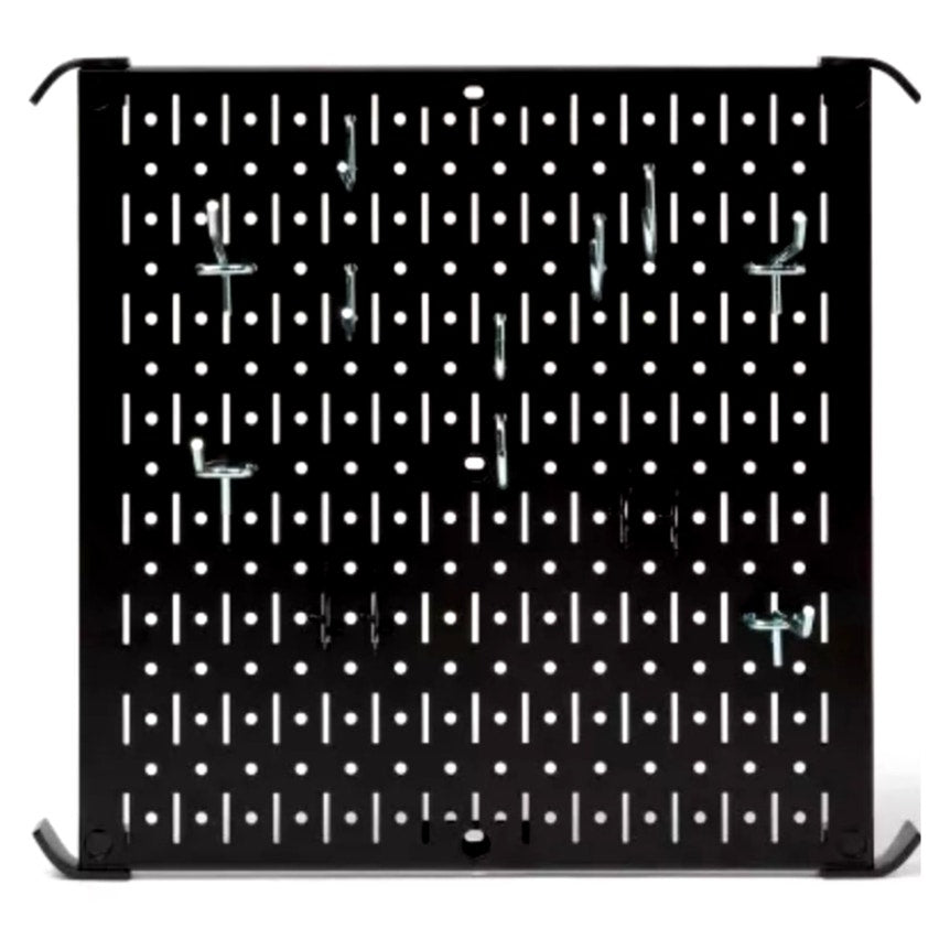 New Heavy Duty Steel 16" Square Black Pegboard w/ 14 Hooks - Wall & Garage