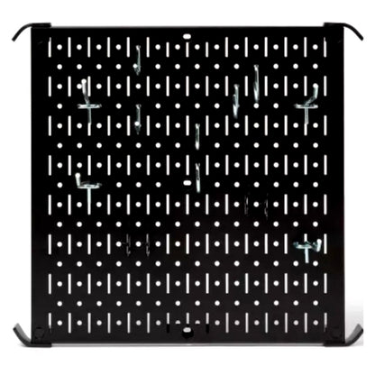 New Heavy Duty Steel 16" Square Black Pegboard w/ 14 Hooks - Wall & Garage