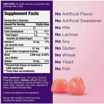 Nature's Bounty Optimal Solutions Hair Skin & Nails Gummies 2500 mcg Biotin