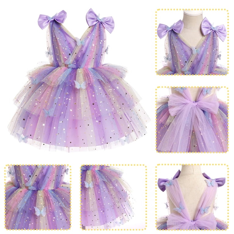 Infant Toddler Butterfly Rainbow Ruffle Princess Dress 18-24 Months Halloween Costume
