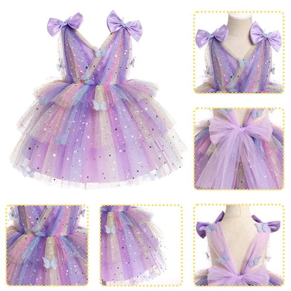 Infant Toddler Butterfly Rainbow Ruffle Princess Dress 18-24 Months Halloween Costume