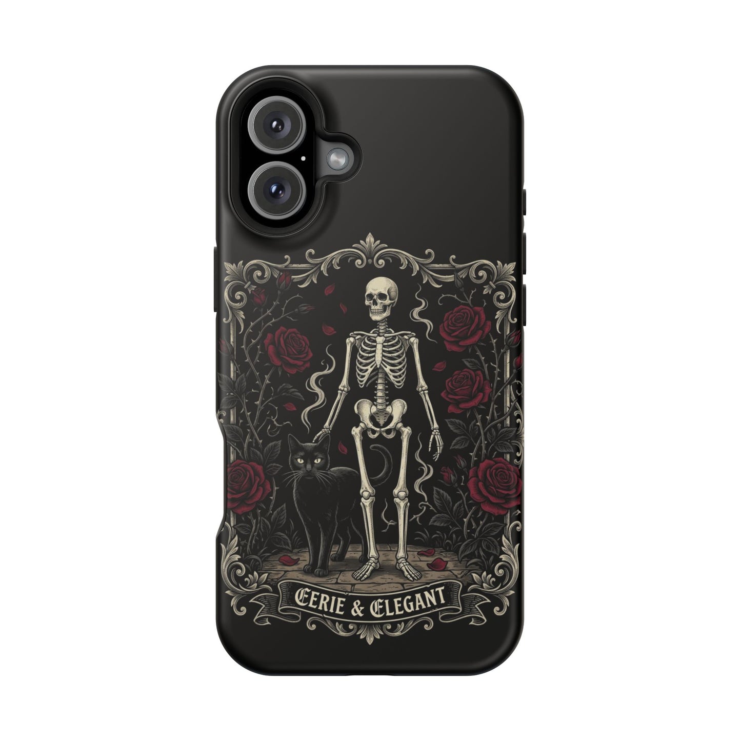 Eerie & Elegant Skeleton Phone Case — Magnetic Impact-Resistant