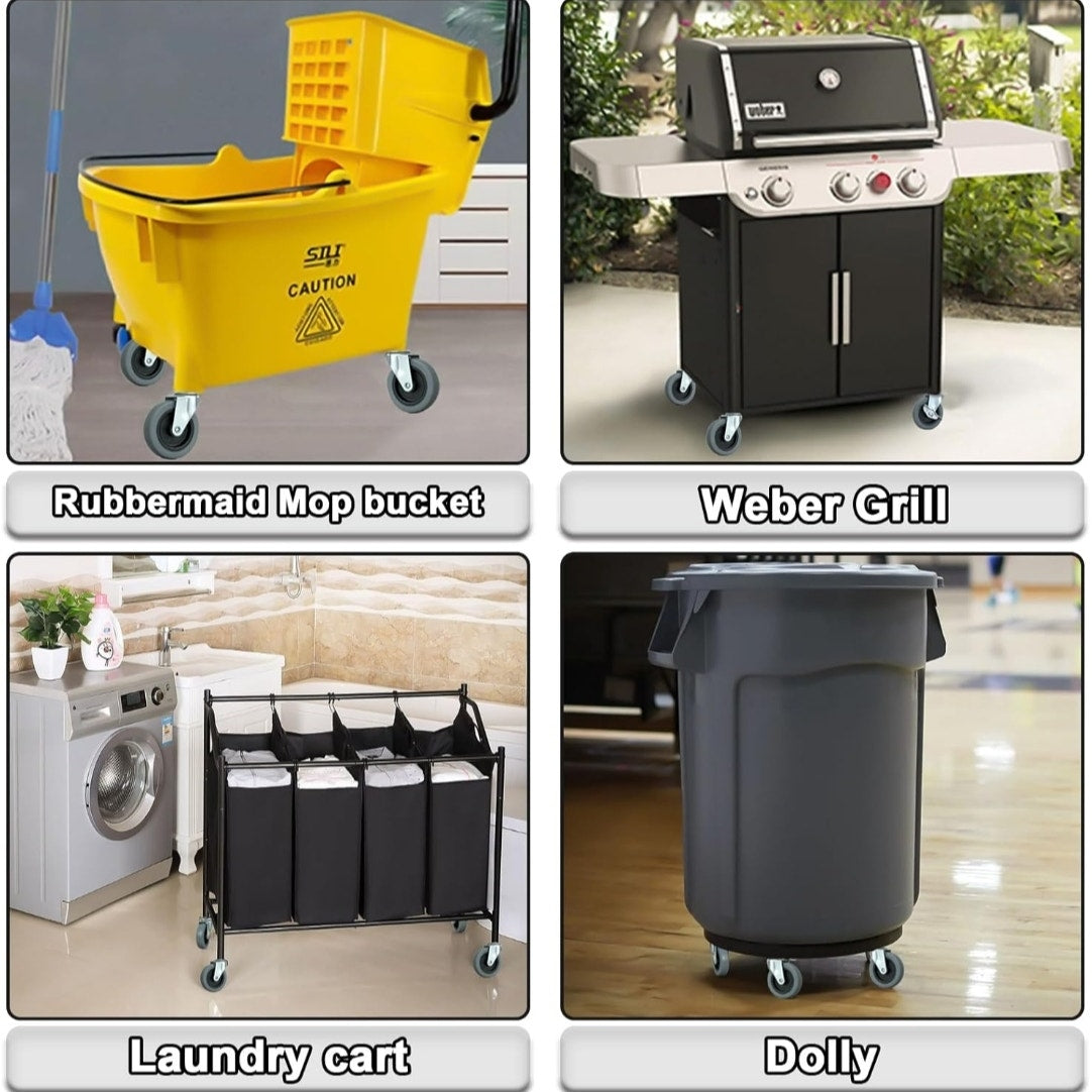 4 in, 7/16-Inch Stem Diameter Swivel Rubber Casters