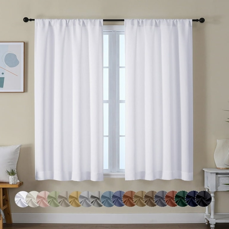 Pure White Curtains 80x54 In 2 Panels Set Light Blocking