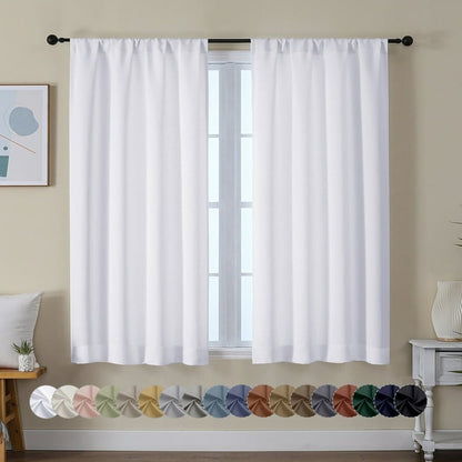 Pure White Curtains 80x54 In 2 Panels Set Light Blocking