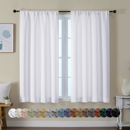 Pure White Curtains 80x54 In 2 Panels Set Light Blocking