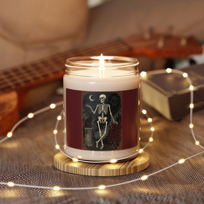 Skeleton & Roses Scented Soy Candle — 9oz Gothic Halloween Décor