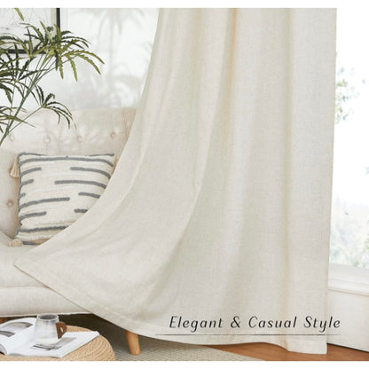 Natural Off-White Linen Curtains w/ Grommets 55"x110" 2 Panel Set
