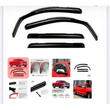 07-21 Toyota Tundra Crew Max Rain Guards Window Deflectors Vent Visor kit 4pc