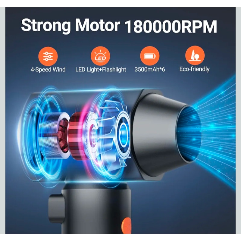 Rechargeable Electric Compressed Air Duster w/ LED Light