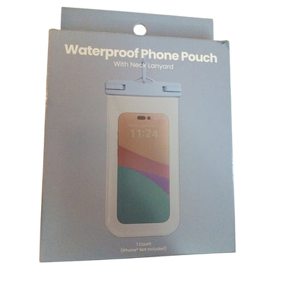 GEMS Waterproof Phone Pouch w/ Lanyard Blue Universal Size Cell Phone Dry Cover