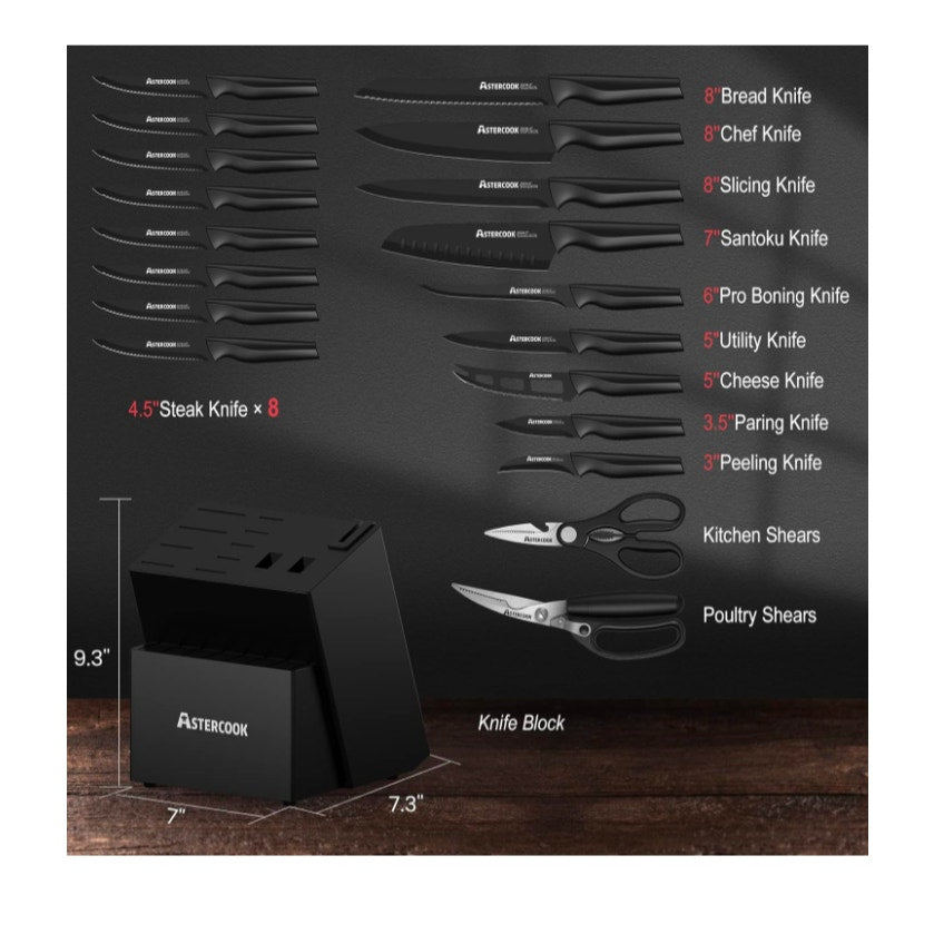 21 pc Astercook Knife Set
