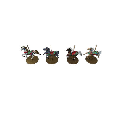 Hallmark Carousel & Horses Christmas Ornaments Set Of 4 Horses & Stand 1989