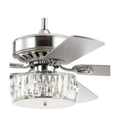 JONATHAN Y JYL9706A Mandy 52" 3-Light Crystal Prism Drum LED Ceiling Fan w/ Remote Chrome
