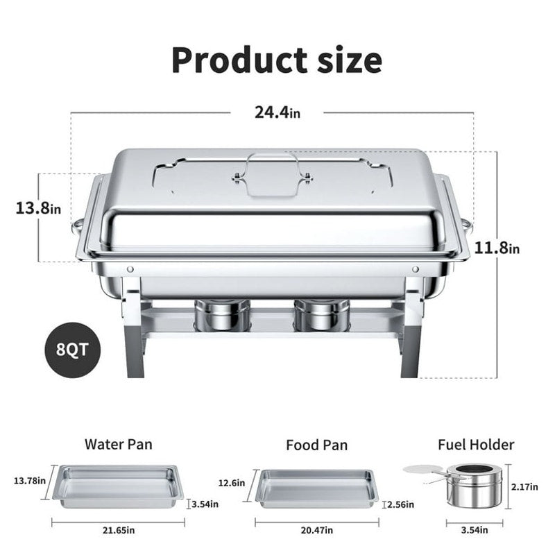 8QT Stainless Steel Chafing Dishes for Buffet