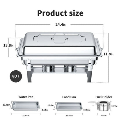 8QT Stainless Steel Chafing Dishes for Buffet