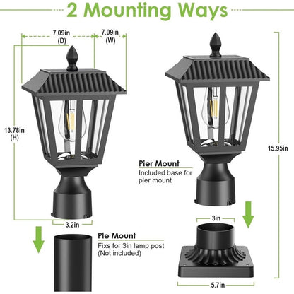 Solar Lights, Dusk to Solar Lamp Light with Pier Mount Base