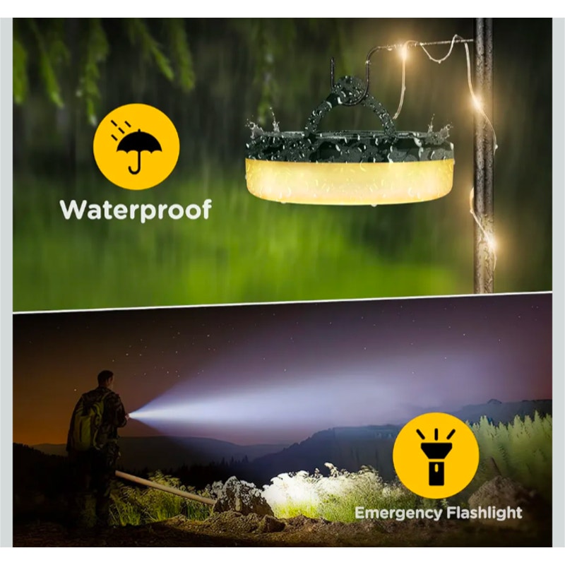 Camping String Lights, 4 in 1 Quick Storage 32.8FT Rechargeable