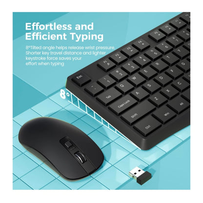 Wireless Keyboard and Mouse Combo, 2.4G Full-Sized Ergonomic Keyboard