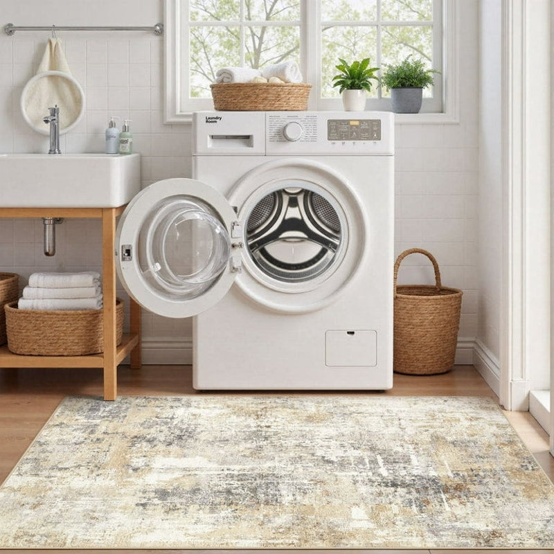 3'x5' Modern Abstract Small Area Rug Non-Slip Beige colors