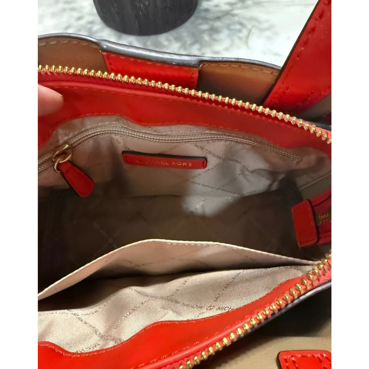 NEW Michael Kors Emilia Small Belted Satchel Red Pebbled Leather Crossbody Bag