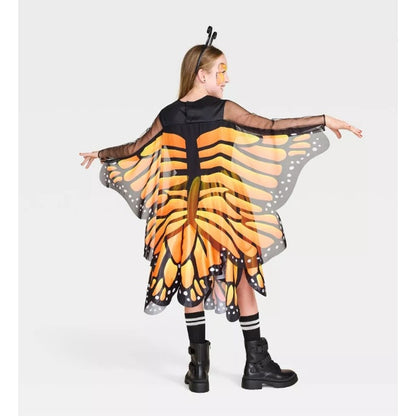 Kids Size S (6-7) Glows under Blacklight Monarch Butterfly Costume Dress