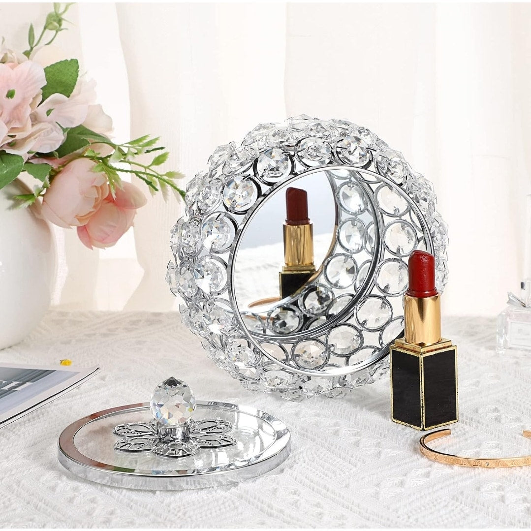 Crystal Jewelry Trinket Box with Glass Lid