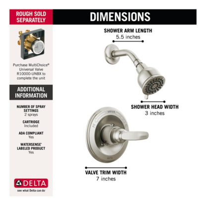 Delta 13 Series 2-Spray Shower Head & Handle Kit Brushed Nickel