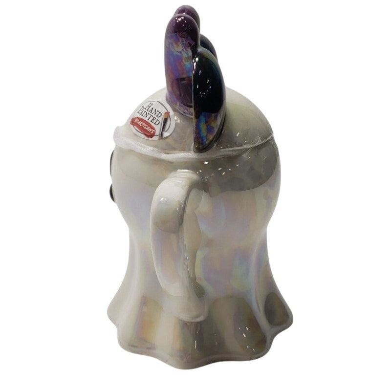 Disney Halloween Minnie Mouse Iridescent Glazed Ghost Mug & Lid Handpainted New