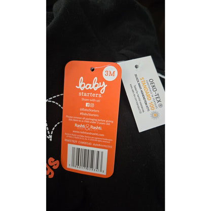 Baby Starters Halloween Batty One Piece Overall With Hat Size 0-3 Months NWT