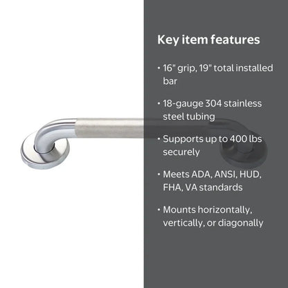 1.5" Dia Bathroom Safety Grab Bar ADA Handrail Shower 304 Stainless Steel Set of 2