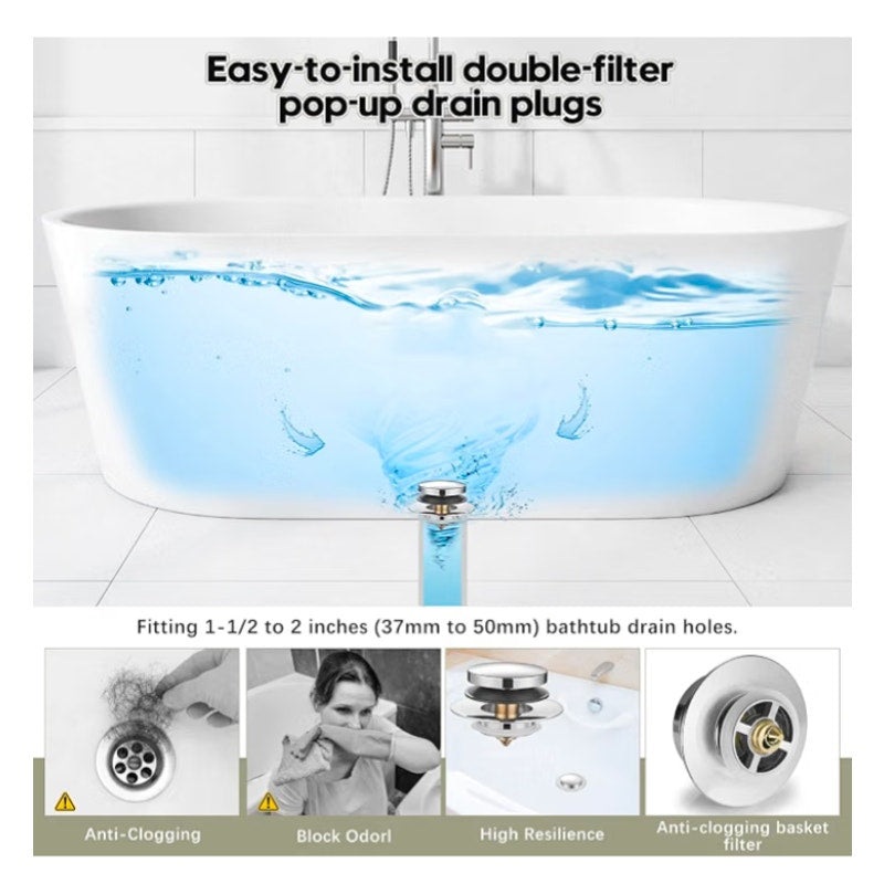 Universal Bathtub Stopper, Pop Up Bath Tub Drain Stopper