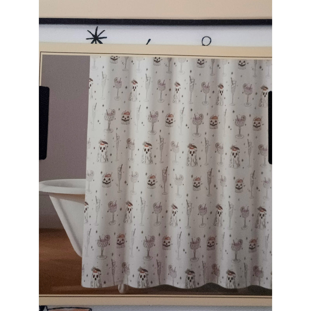 Rachel Zoe Halloween Summerween Pumpkin Ghost Cocktail Shower Curtain