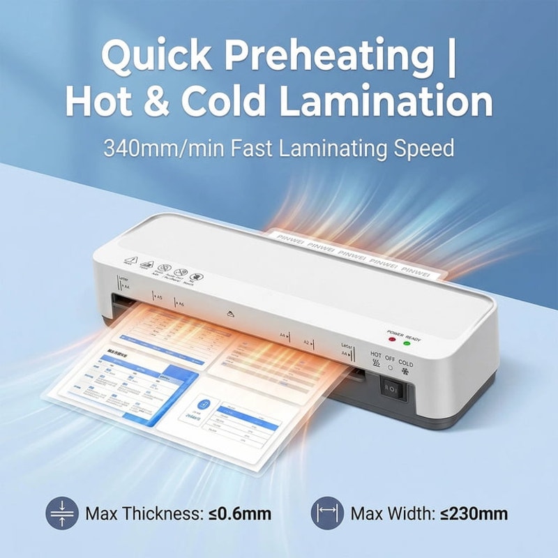 Laminator Machine, A4 Laminators Hot & Cold w/ 15 Laminating Sheets and Trimmer