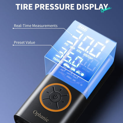 Ophanie Cordless Portable Tire Inflator 160 PSI, 4000mAh,  Bicycle, Motorcycles