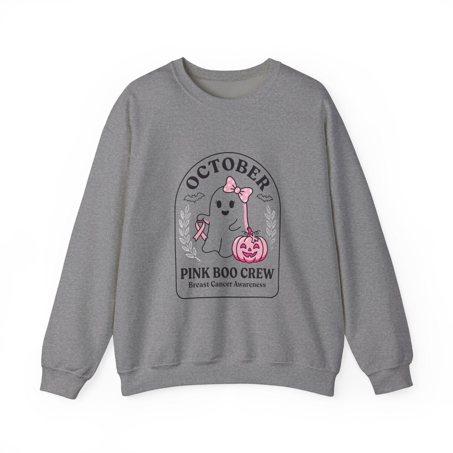 Pink Boo Crew Breast Cancer Awareness Sweatshirt | October Ribbon